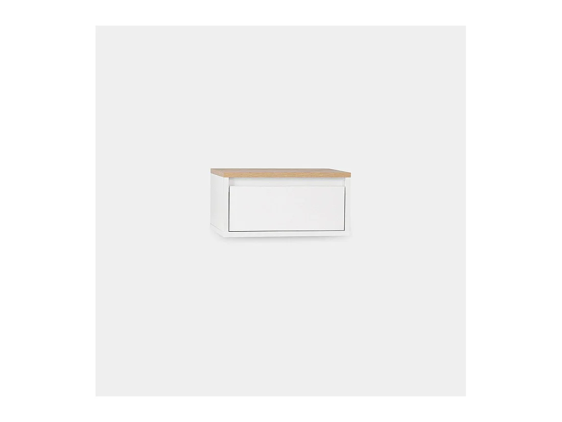Table de chevet flottante en laqué blanco-natural 40x20 cm-Mune