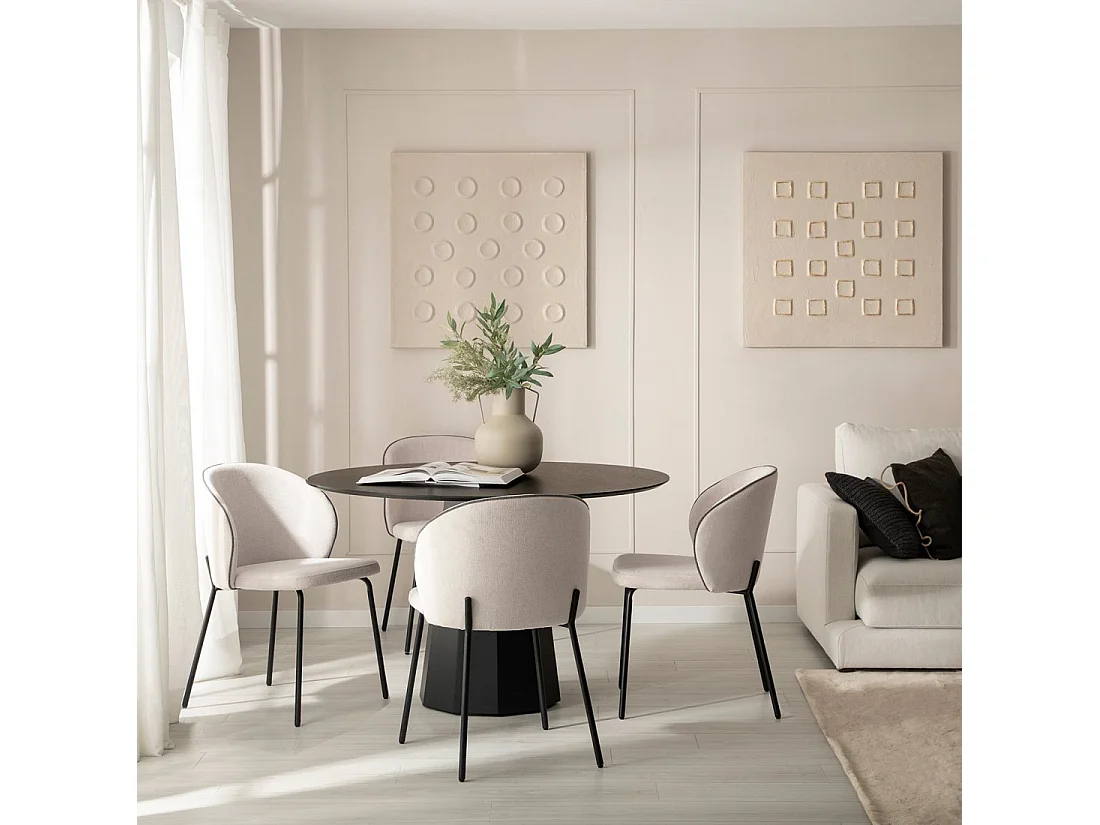 Silla de comedor de Tela Beige 80 x 49- Norah