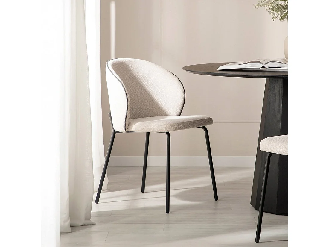 Chaise de salle à manger en tissu beige 49x80 cm-Norah