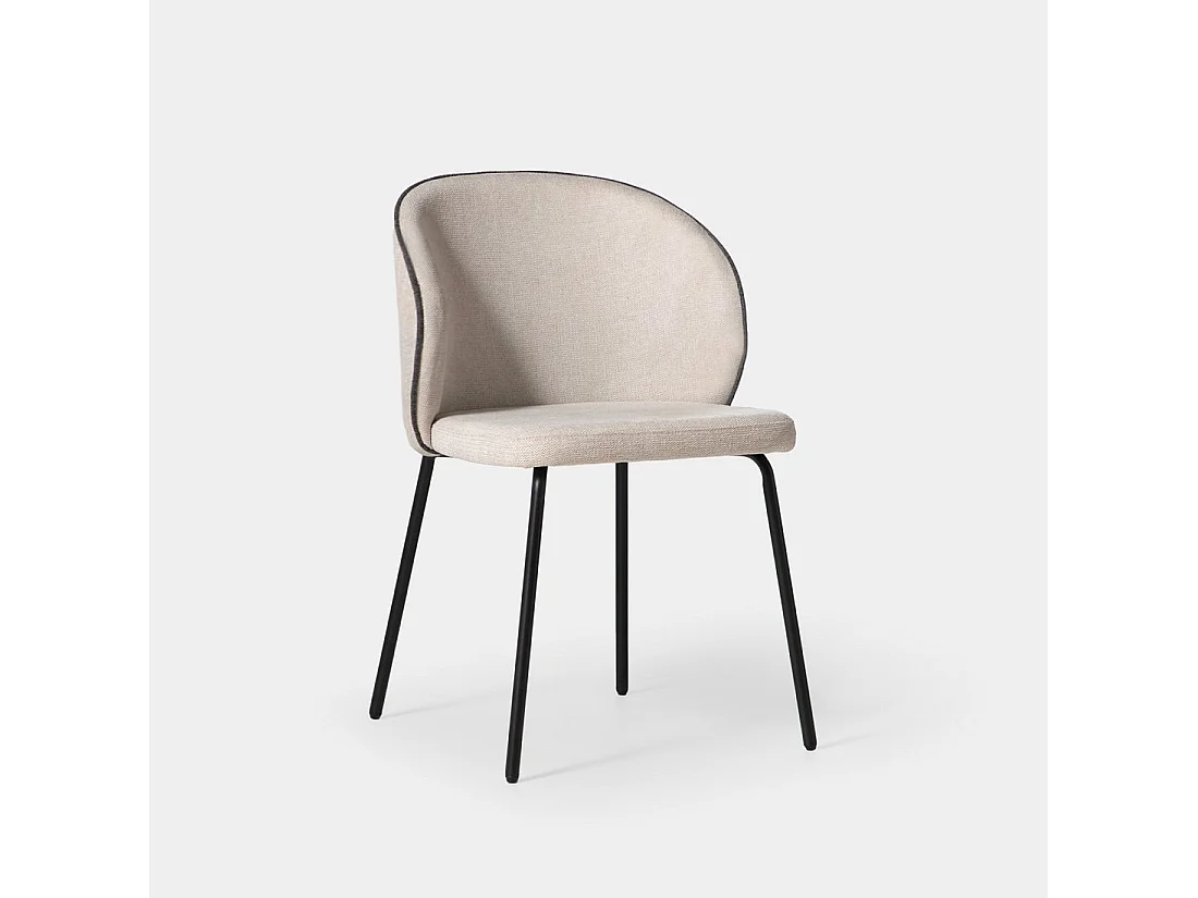 Chaise de salle à manger en tissu beige 49x80 cm-Norah