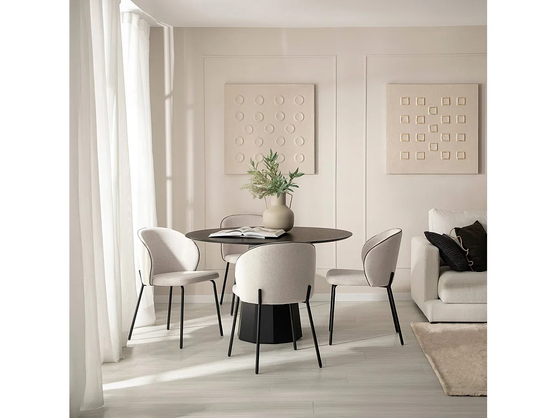 Chaise de salle à manger en tissu beige 49x80 cm-Norah