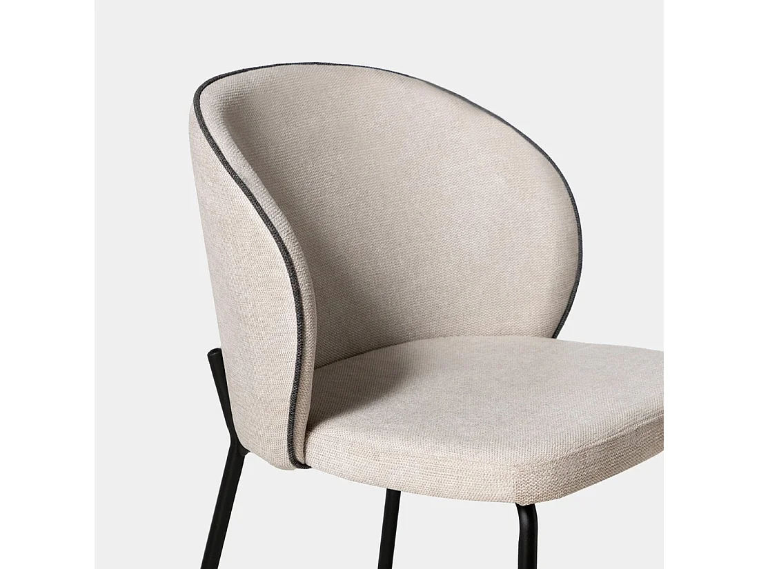 Chaise de salle à manger en tissu beige 49x80 cm-Norah