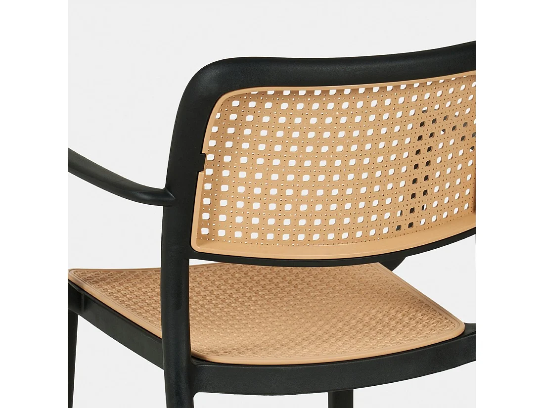 Chaise d'extérieur en plastique noir-naturel 57x81 cm-Kaira