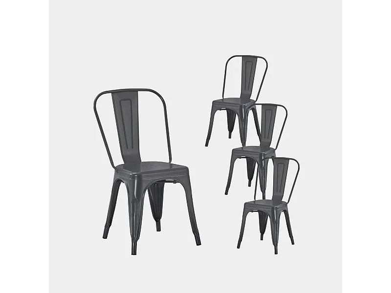 Packs 4 sillas Gris antracita 46 x 85 cm