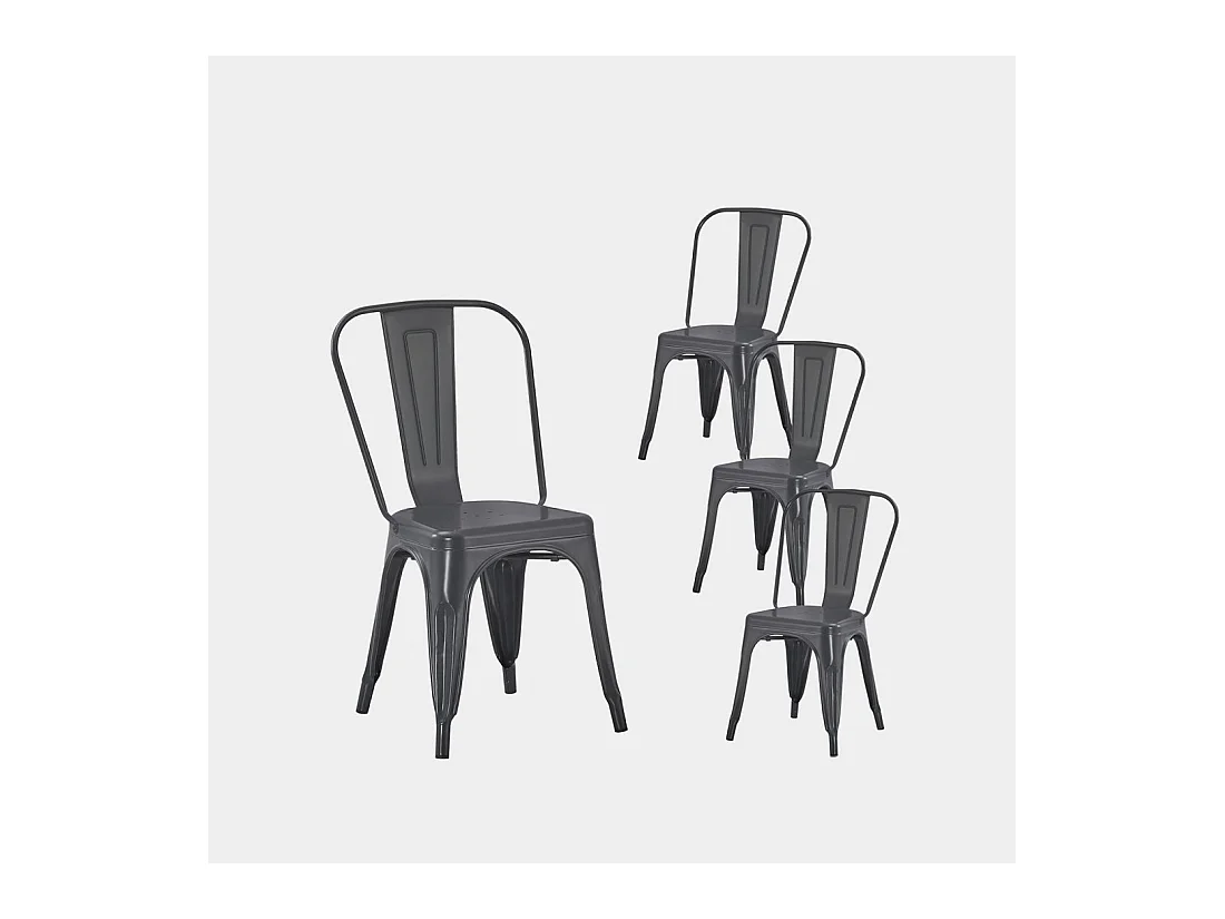 Chaise d'extérieur en métal gris anthracite 46x85 cm-Hjorts