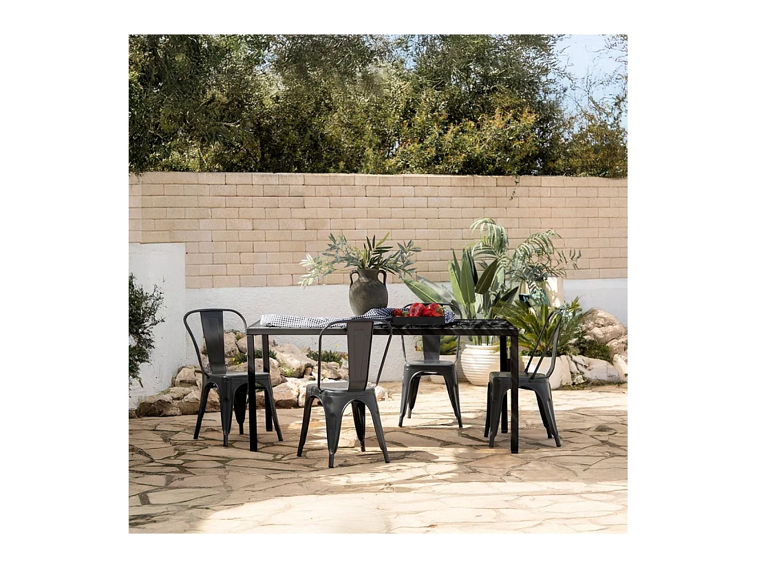 Chaise d'extérieur en métal gris anthracite 46x85 cm-Hjorts