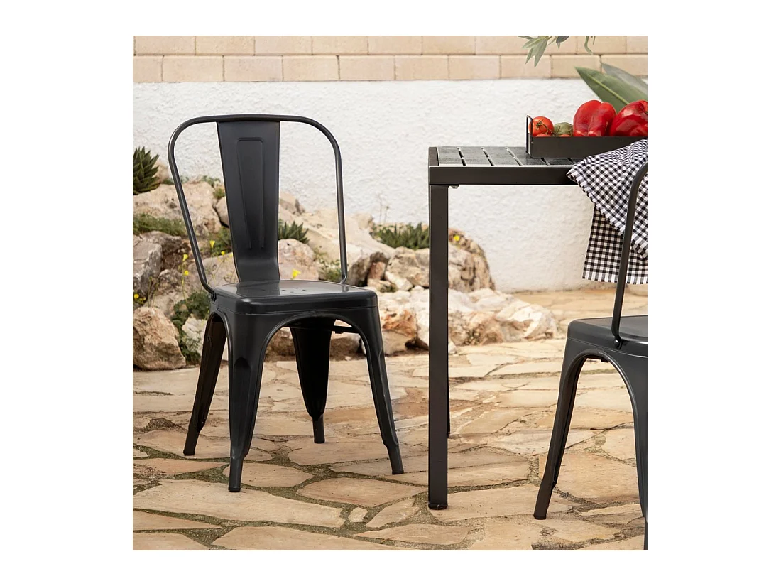 Chaise d'extérieur en métal gris anthracite 46x85 cm-Hjorts