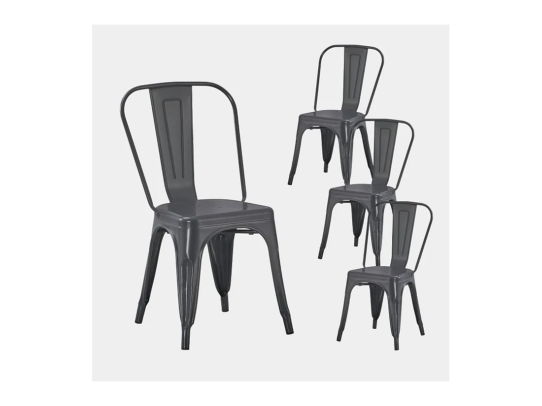 Chaise d'extérieur en métal gris anthracite 46x85 cm-Hjorts