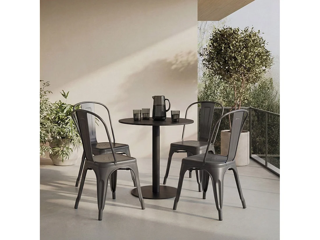 Chaise d'extérieur en métal gris anthracite 46x85 cm-Hjorts