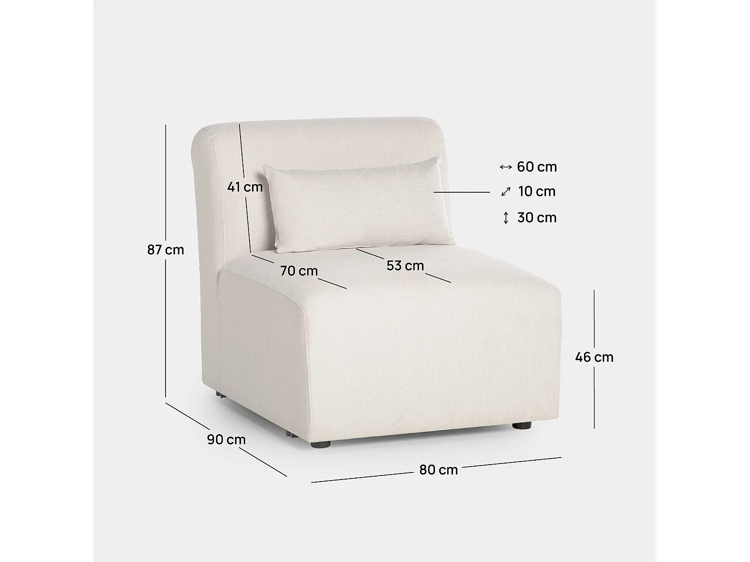 Sofá modular de Poliéster Beige 87 x 80- Cillian