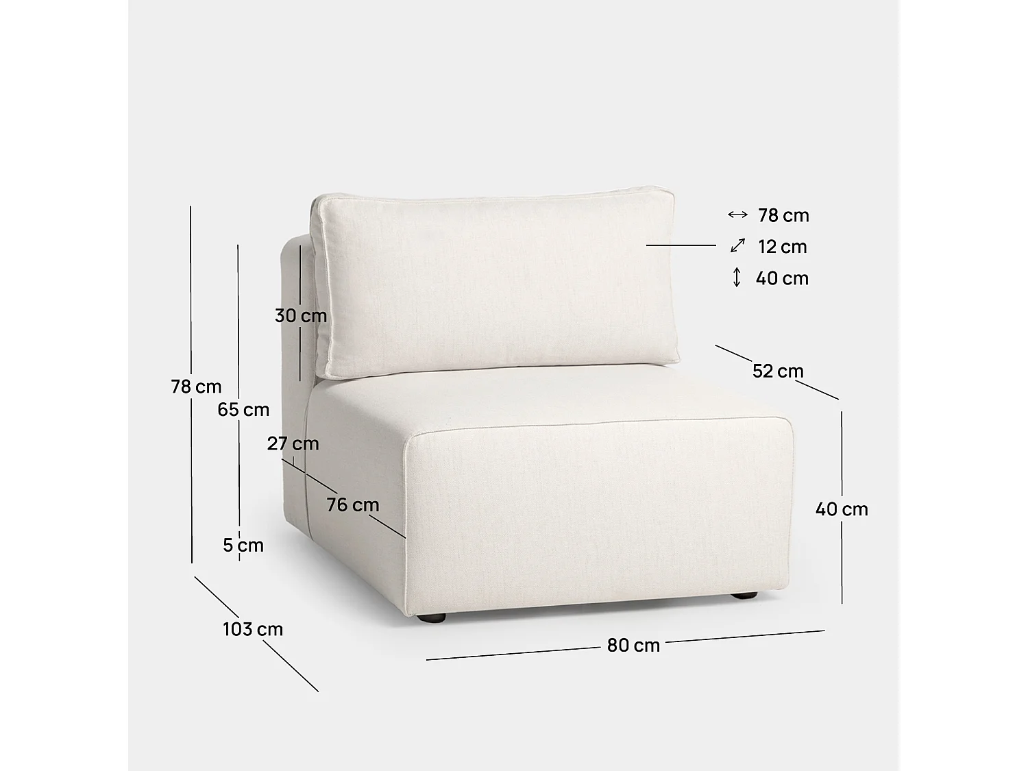 Canapé modulaire en tissu beige 80x78 cm-Owen