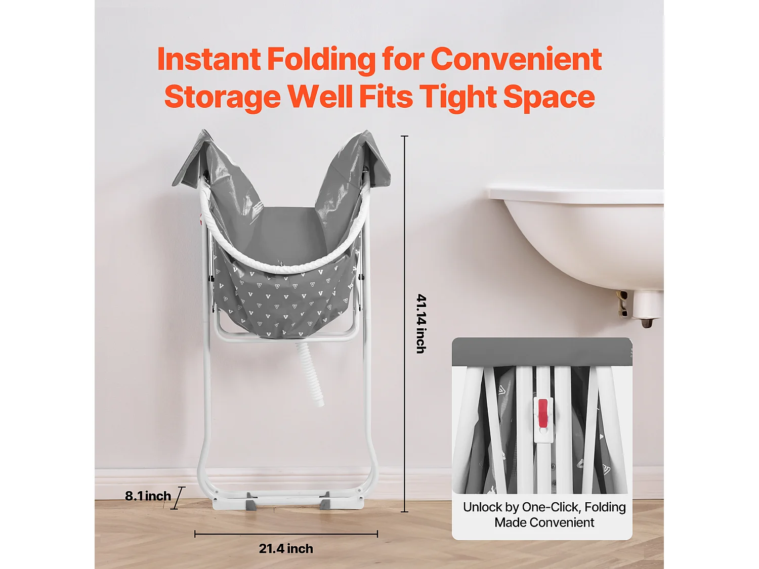Bañera de Aseo, SucceBuy Bañera Plegable para Mascotas Pequeñas, Gris