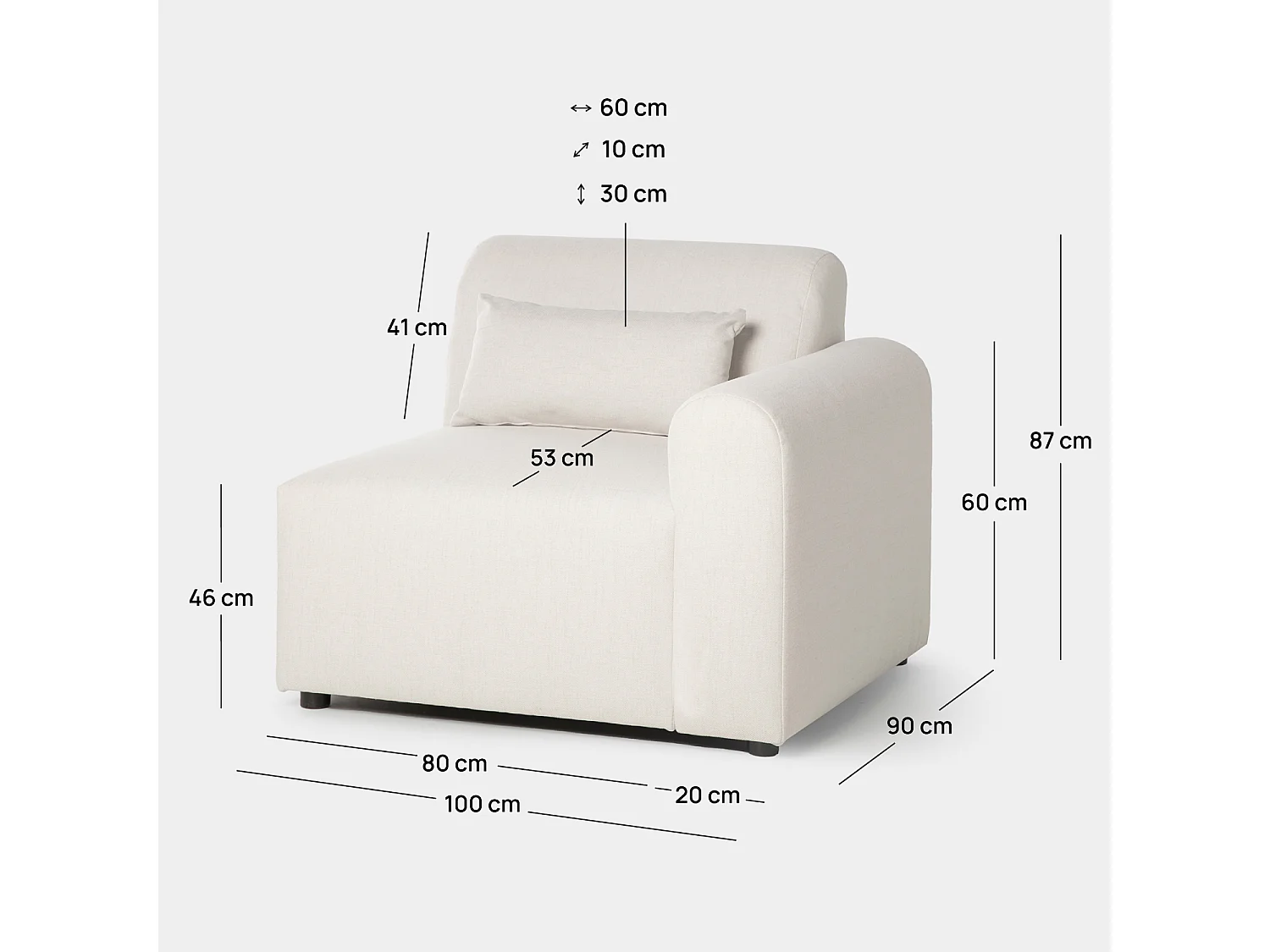 Sofá modular de Poliéster Beige 87 x 100- Cillian