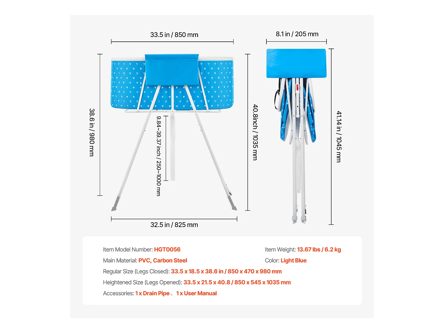 Baignoire de Toilettage pour Petits Animaux, SucceBuy Baignoire Pliable pour Chien Bleu Clair pour Petits Animaux