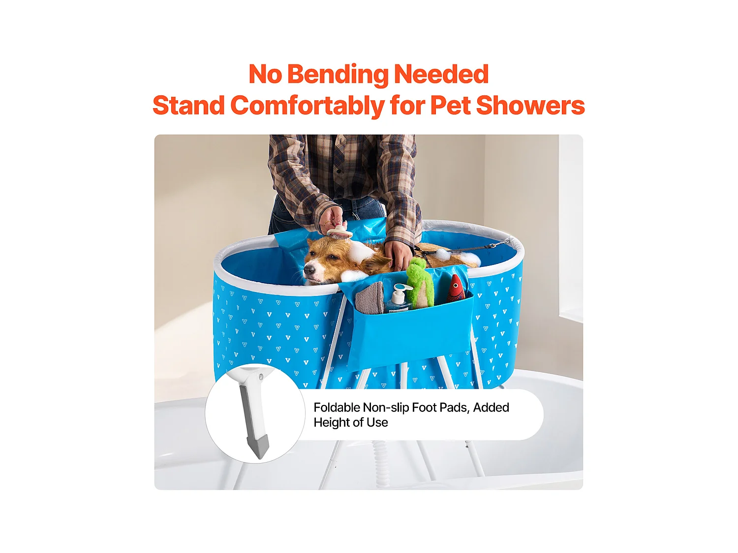 Baignoire de Toilettage pour Petits Animaux, SucceBuy Baignoire Pliable pour Chien Bleu Clair pour Petits Animaux