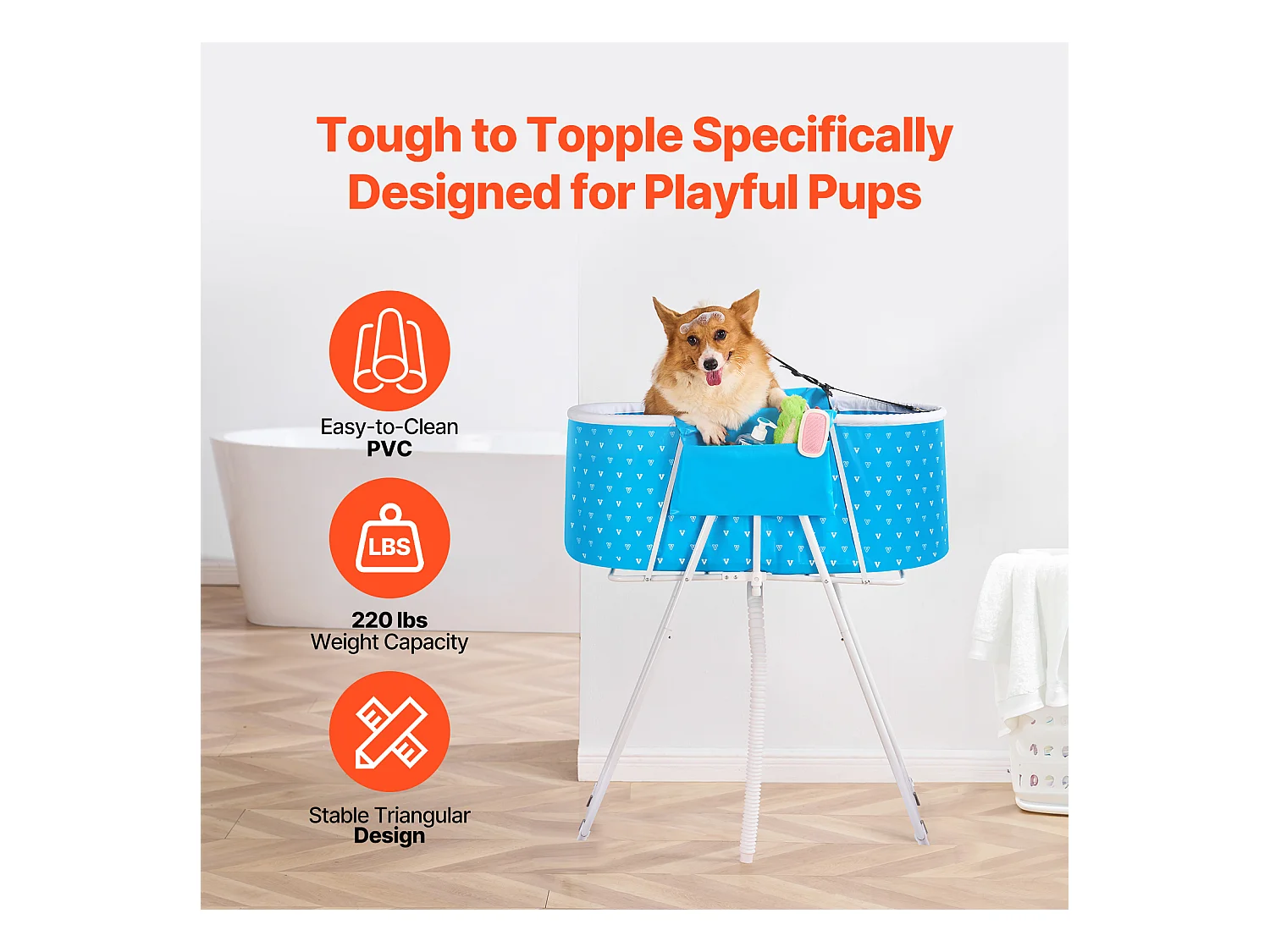 Baignoire de Toilettage pour Petits Animaux, SucceBuy Baignoire Pliable pour Chien Bleu Clair pour Petits Animaux