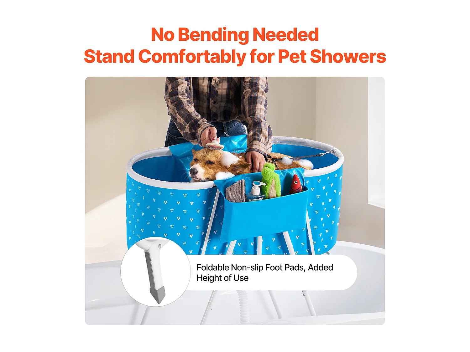 Baignoire de Toilettage pour Petits Animaux, SucceBuy Baignoire Pliable pour Chien Bleu Clair pour Petits Animaux