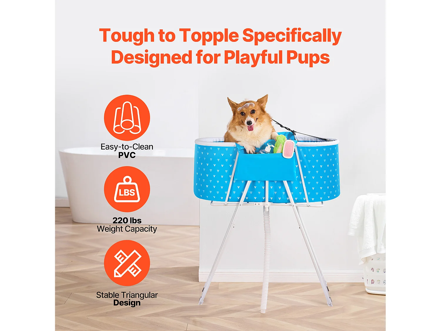 Baignoire de Toilettage pour Petits Animaux, SucceBuy Baignoire Pliable pour Chien Bleu Clair pour Petits Animaux