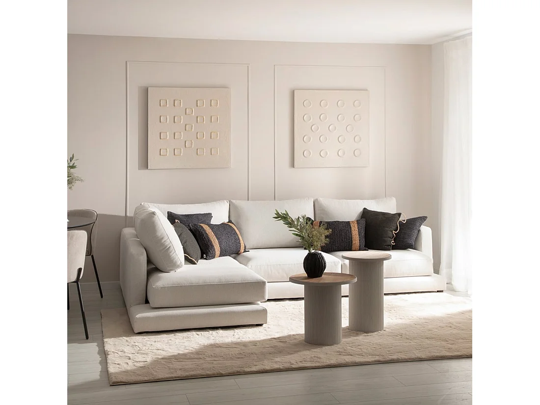 Sofá chaise longue de Poliéster Beige 88 x 275- Varyag