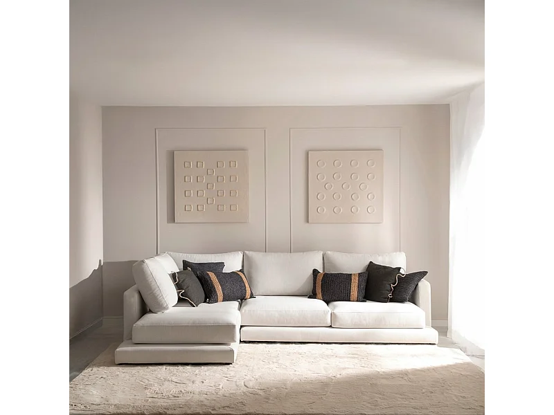 Sofá chaise longue de Poliéster Beige 88 x 275- Varyag