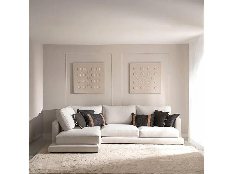 Canapé chaise longue en polyester beige 275x88 cm-Varyag