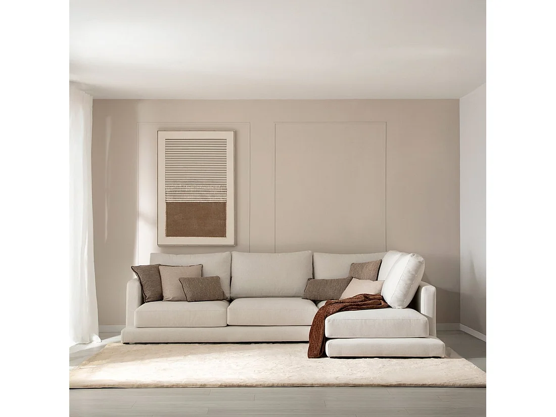 Sofá chaise longue de Poliéster Beige 88 x 275- Varyag