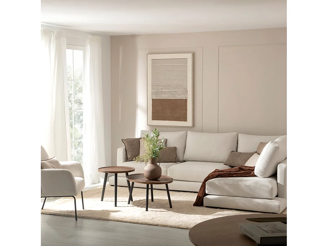 Sofá chaise longue de Poliéster Beige 88 x 275- Varyag