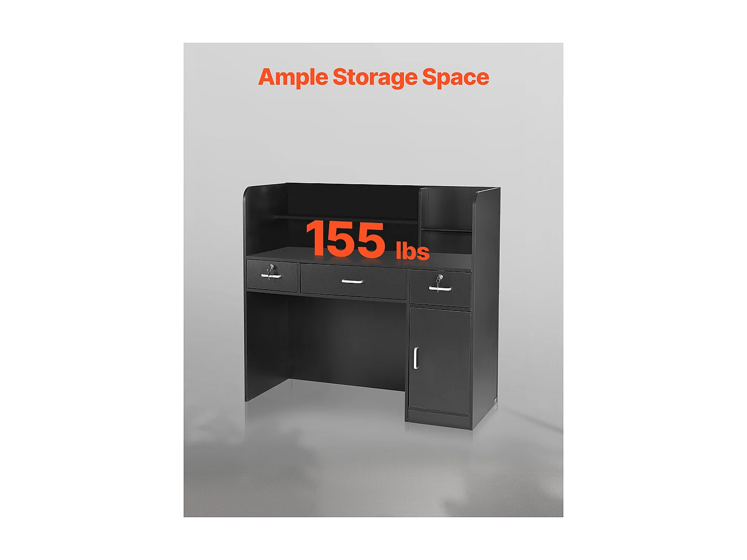 Comptoir d'Accueil Bureau, SucceBuy Bureau de Réception 120 cm, Table de Comptoir de Bureau Rectangulaire Noire pour Hall d'Entrée