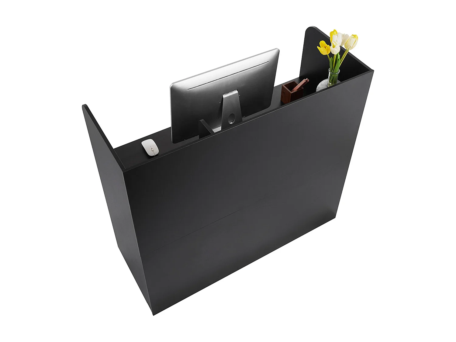 Comptoir d'Accueil Bureau, SucceBuy Bureau de Réception 120 cm, Table de Comptoir de Bureau Rectangulaire Noire pour Hall d'Entrée