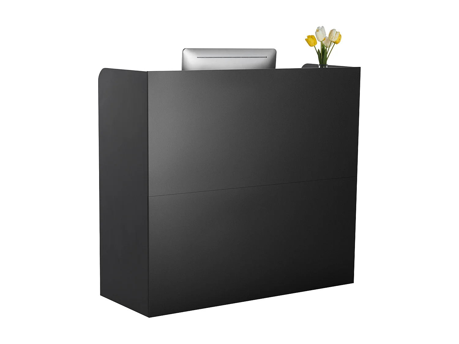 Comptoir d'Accueil Bureau, SucceBuy Bureau de Réception 120 cm, Table de Comptoir de Bureau Rectangulaire Noire pour Hall d'Entrée