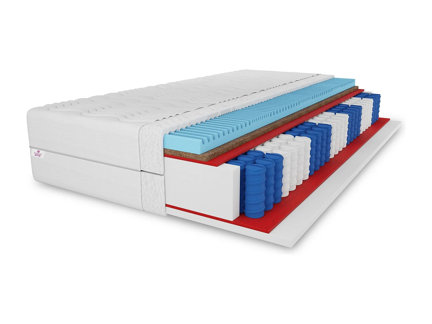 Matelas à ressorts ensachés 7 ZONES coco Premium 160x200x27 cm, matelas degré de dureté H3/H4, couleur : noir, housse incluse