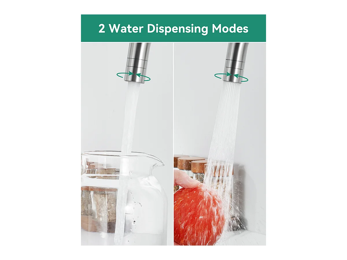 ANYCEE MAX Robinet Cuisine Rabattable avec 2 Jets, Mitigeur Evier Repliable sous Fenêtre Pivotant à 360, Robinetterie Pliable devant Fenêtre