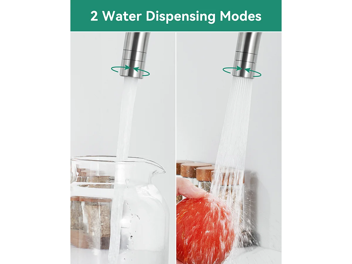 ANYCEE MAX Robinet Cuisine Rabattable avec 2 Jets, Mitigeur Evier Repliable sous Fenêtre Pivotant à 360, Robinetterie Pliable devant Fenêtre