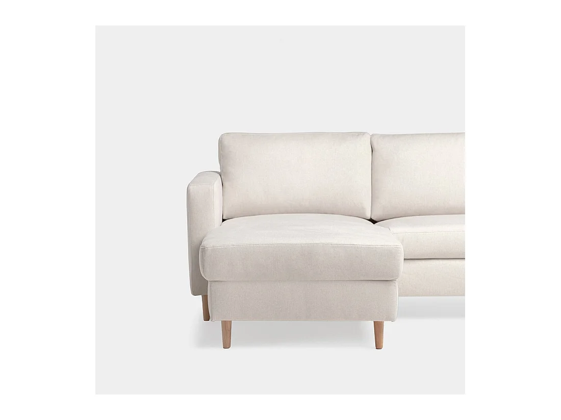 Sofá chaise longue de Poliéster Beige 83 x 245- Beth