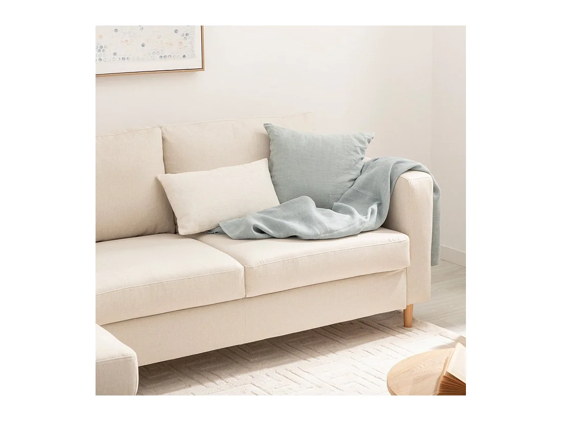 Sofá chaise longue de Poliéster Beige 83 x 245- Beth