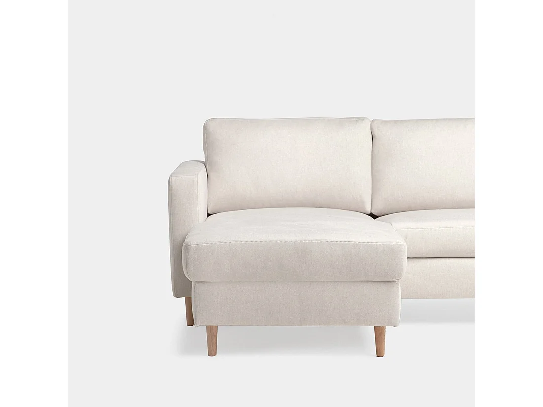 Sofá chaise longue de Poliéster Beige 83 x 245- Beth