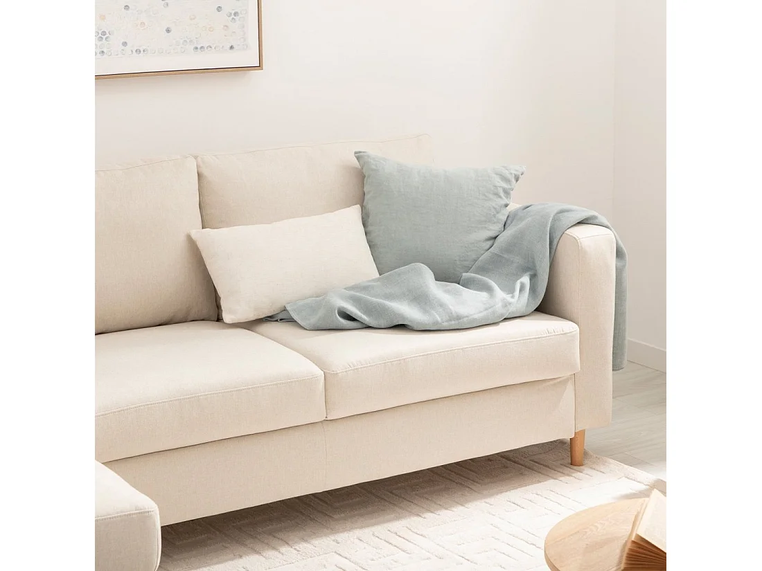 Sofá chaise longue de Poliéster Beige 83 x 245- Beth