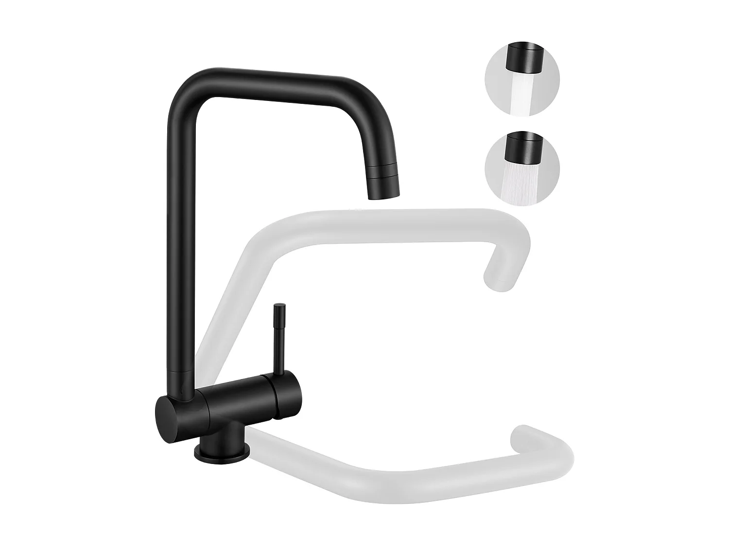 SOFETIY MAX Robinet Cuisine Rabattable avec 2 Jets, Mitigeur Evier Repliable sous Fenêtre Pivotant à 360, Robinetterie Pliable devant Fenêtre NOIR