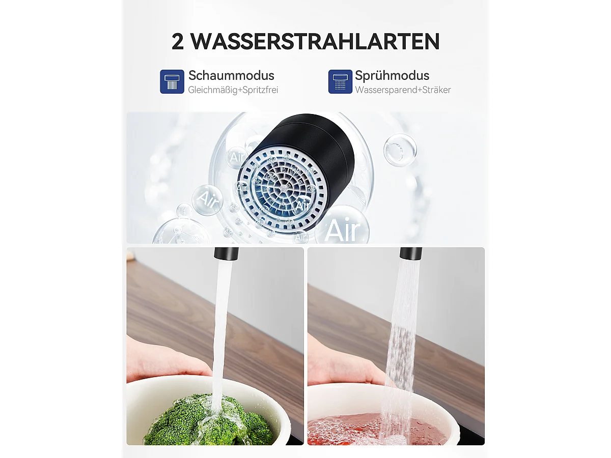 SOFETIY MAX Robinet Cuisine Rabattable avec 2 Jets, Mitigeur Evier Repliable sous Fenêtre Pivotant à 360, Robinetterie Pliable devant Fenêtre NOIR