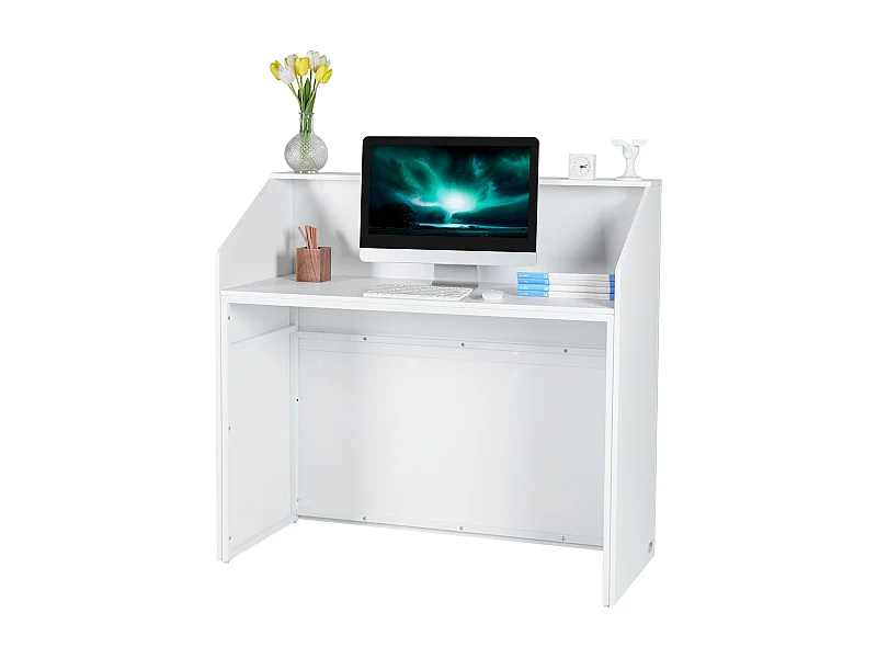 Receptiebalie, SucceBuy Receptiebalie 118 cm, Rechthoekige Balietafel, Witte Bureau