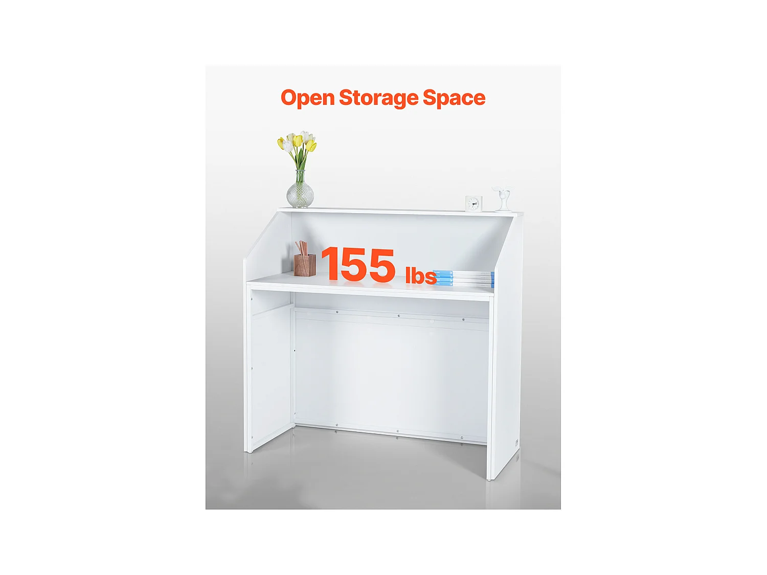 Comptoir d'Accueil Bureau, SucceBuy Bureau de Réception 118 cm, Table de Comptoir Rectangulaire, Bureau Blanc