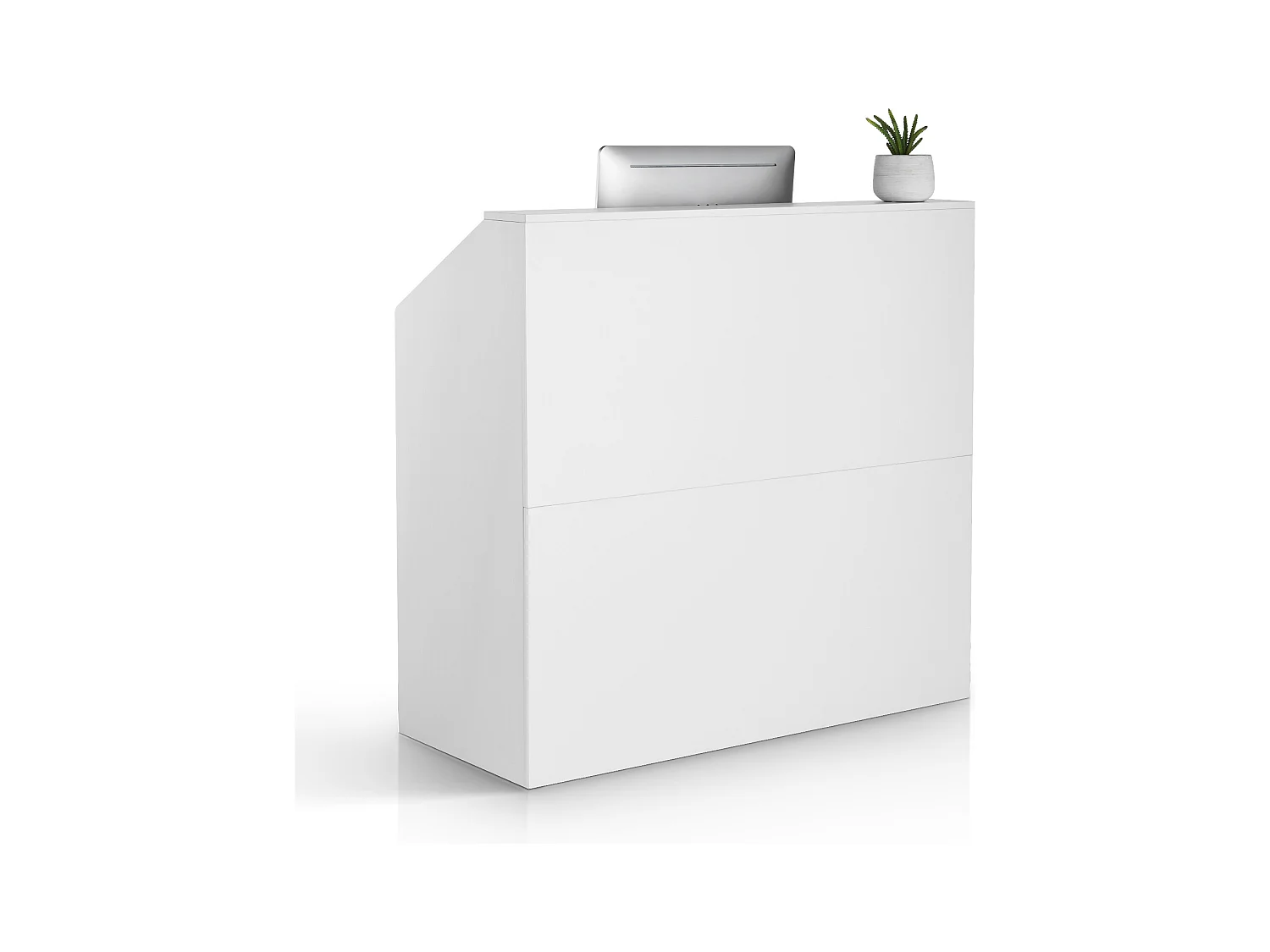 Comptoir d'Accueil Bureau, SucceBuy Bureau de Réception 118 cm, Table de Comptoir Rectangulaire, Bureau Blanc