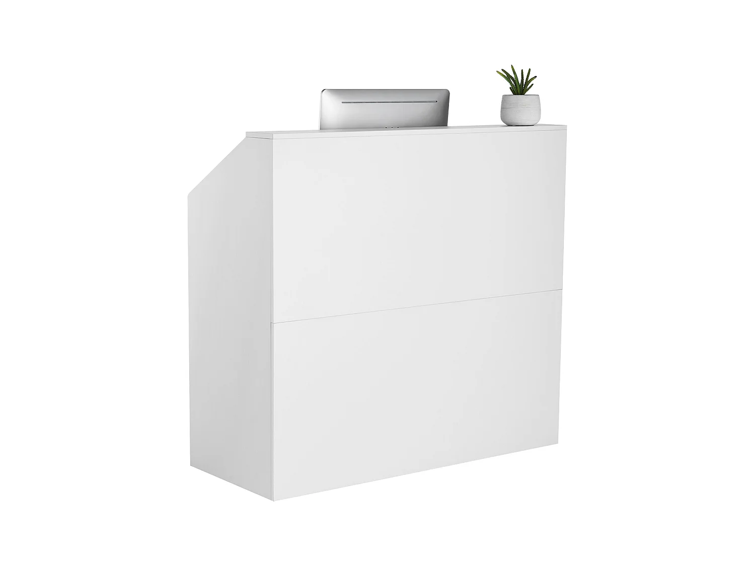 Comptoir d'Accueil Bureau, SucceBuy Bureau de Réception 118 cm, Table de Comptoir Rectangulaire, Bureau Blanc