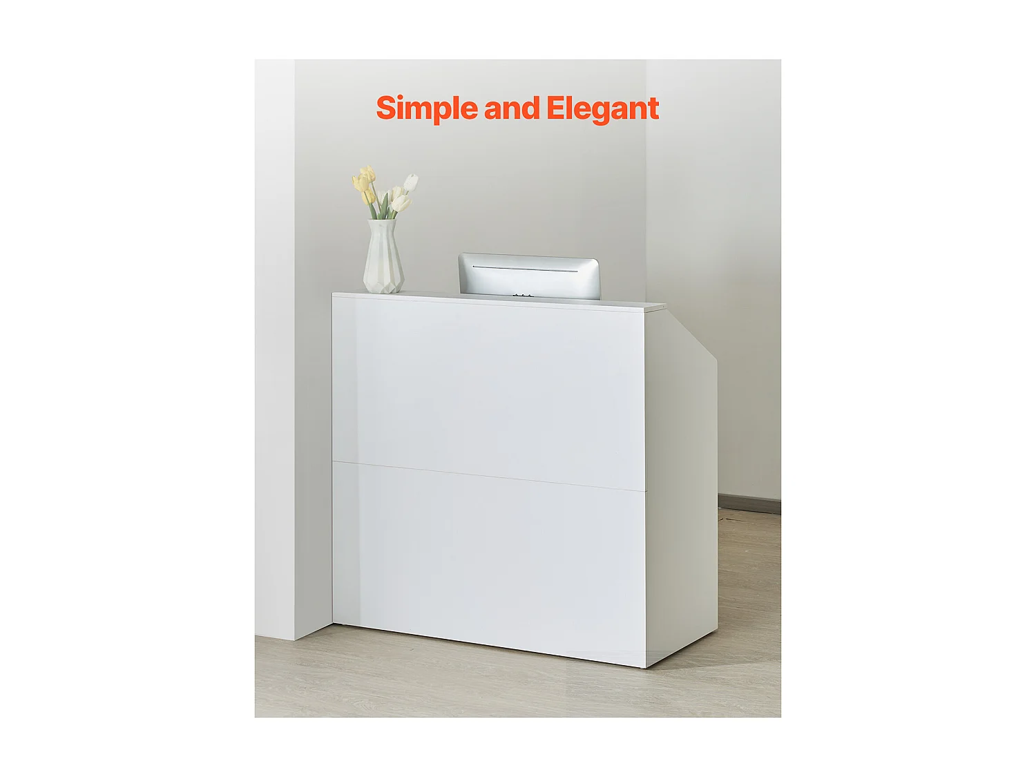 Comptoir d'Accueil Bureau, SucceBuy Bureau de Réception 118 cm, Table de Comptoir Rectangulaire, Bureau Blanc