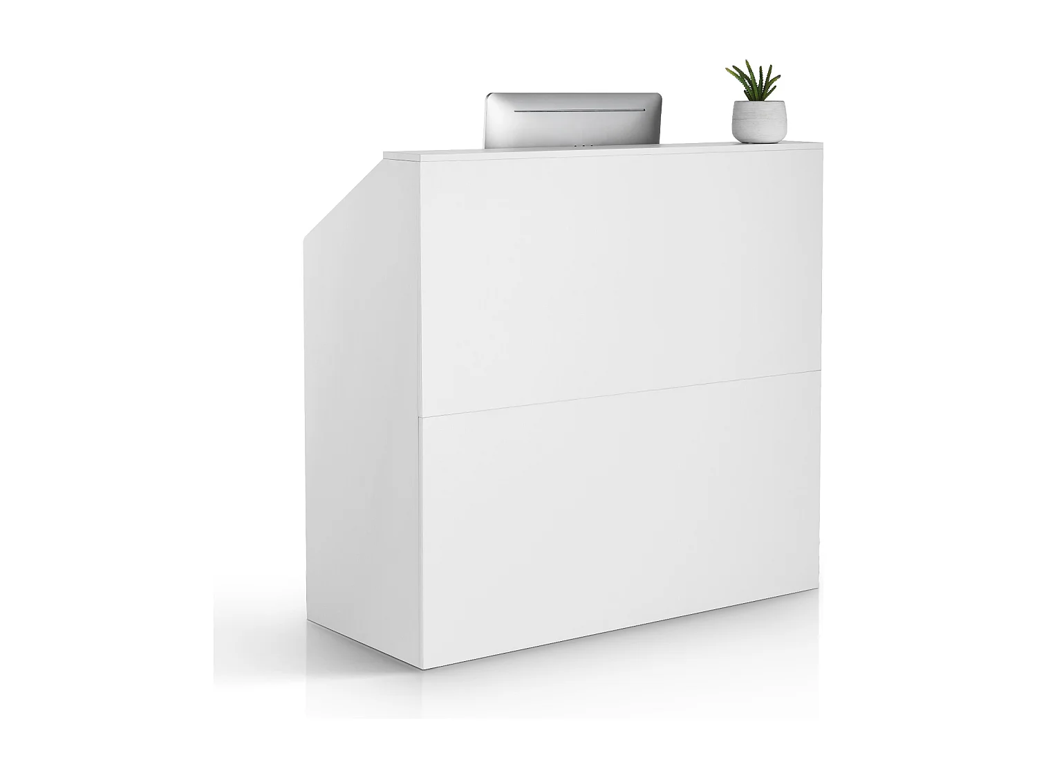 Comptoir d'Accueil Bureau, SucceBuy Bureau de Réception 118 cm, Table de Comptoir Rectangulaire, Bureau Blanc