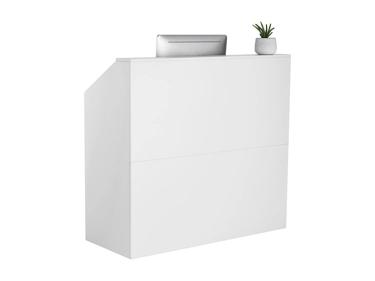 Comptoir d'Accueil Bureau, SucceBuy Bureau de Réception 118 cm, Table de Comptoir Rectangulaire, Bureau Blanc