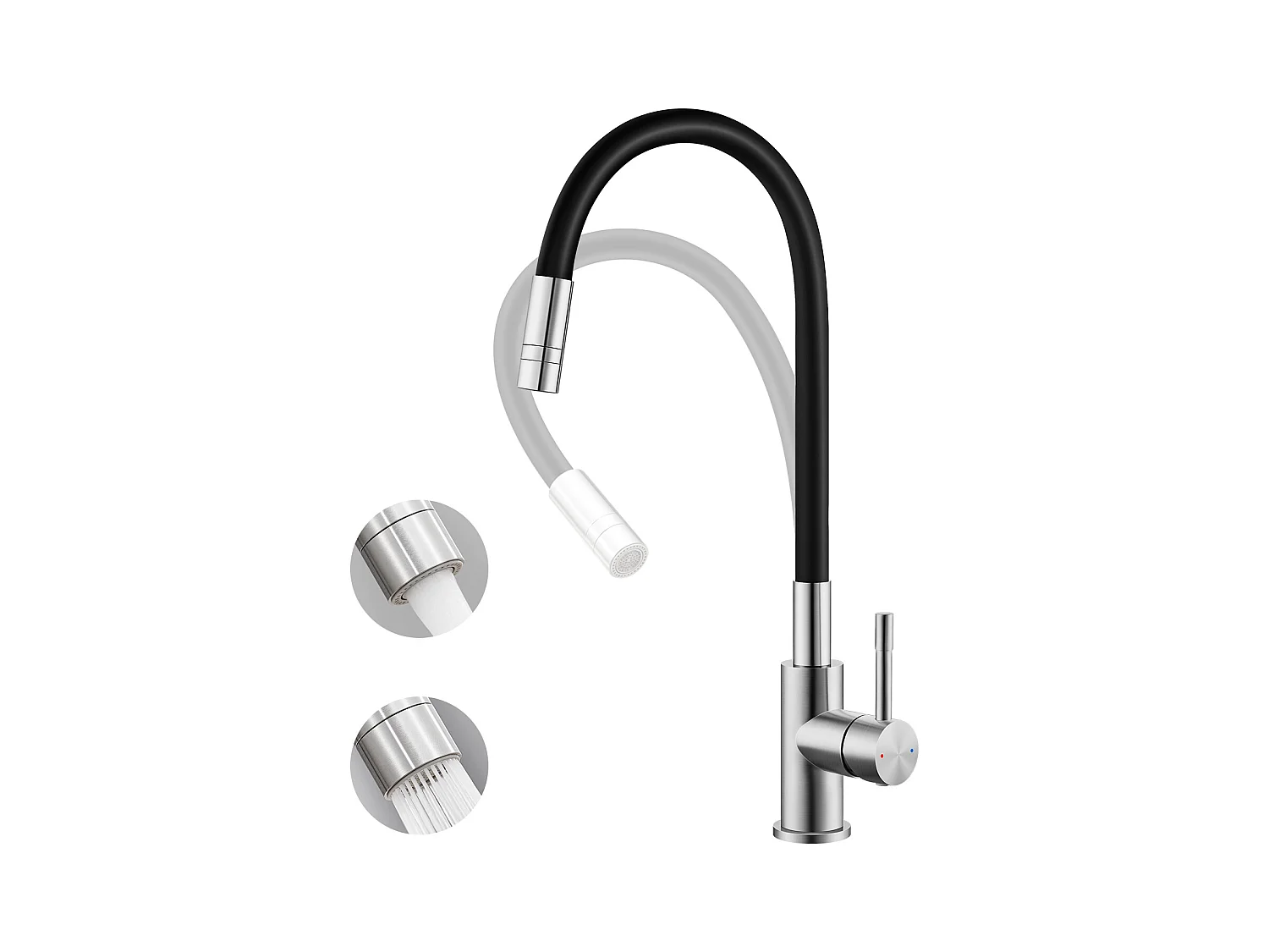 SOFETIY MAX Robinet Cuisine Flexible,Mitigeur Cuisine Rotative à 360°, Robinet de Cuisine à Eau Chaude et Froide