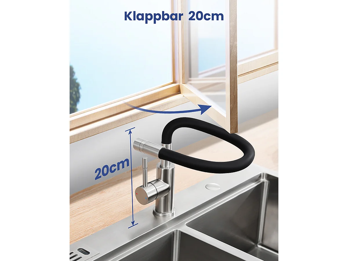 SOFETIY MAX Robinet Cuisine Flexible,Mitigeur Cuisine Rotative à 360°, Robinet de Cuisine à Eau Chaude et Froide