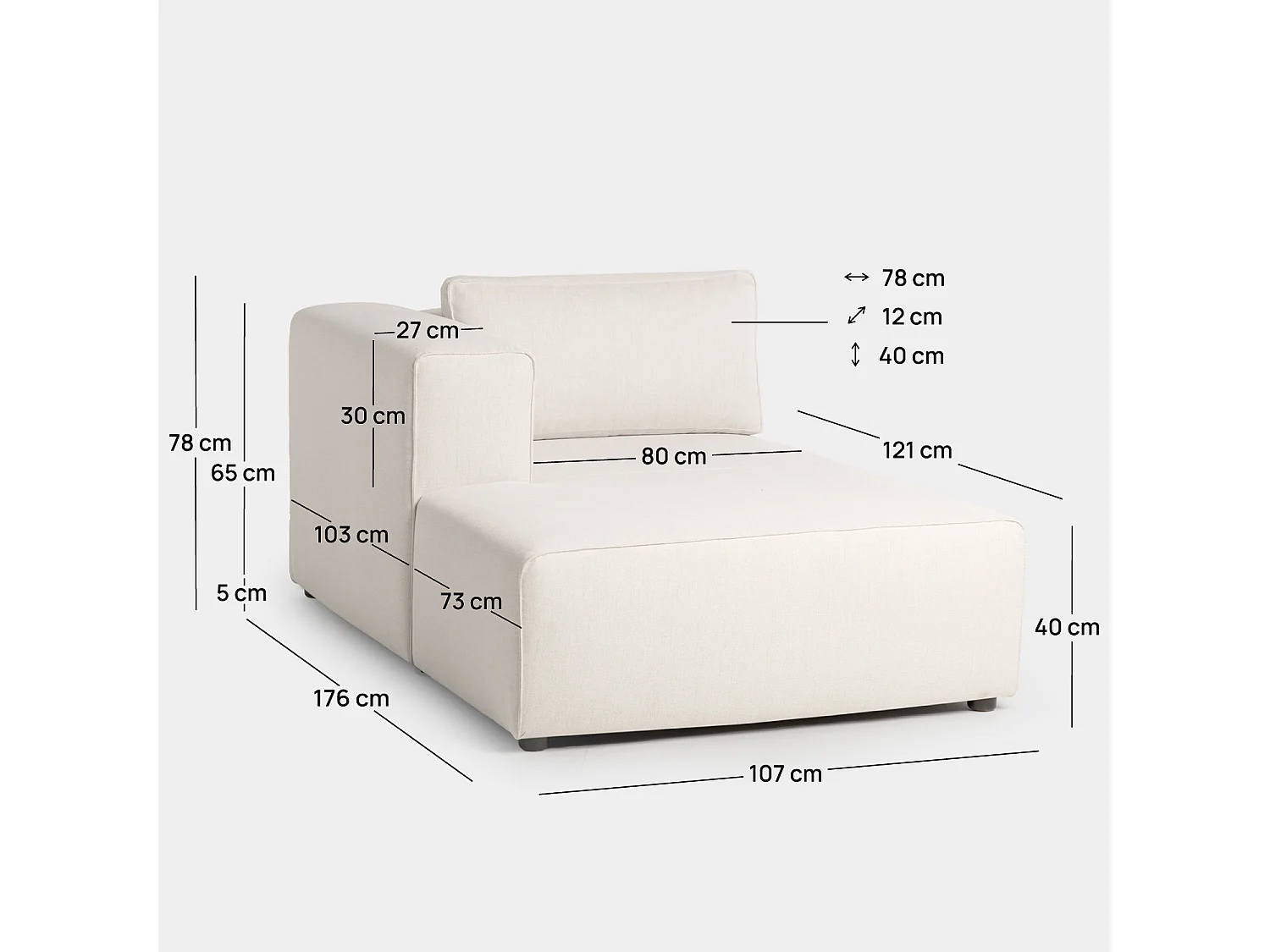 Sofá modular de Poliéster Beige 78 x 107- Owen