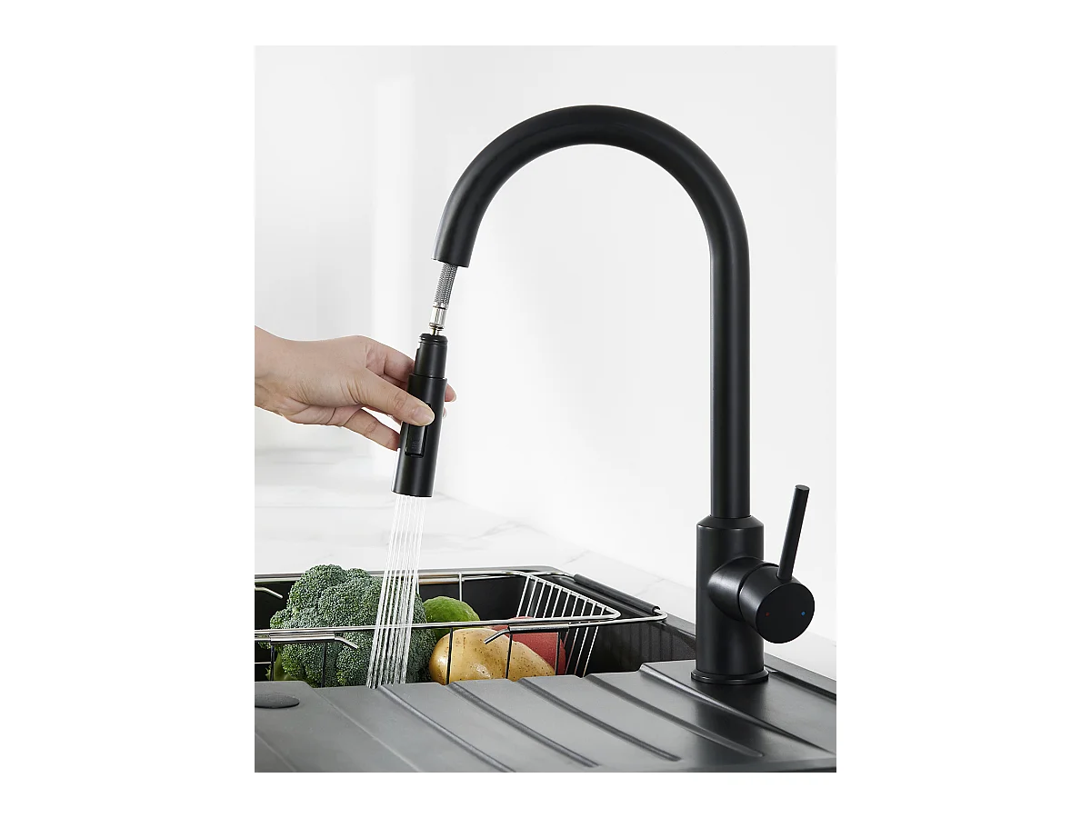 ANYCEE MAX Robinet Cuisine avec Douchette, Mitigeur Cuisine avec Rotatif à 360°, Robinet avec 2 Modes de Pulvérisation